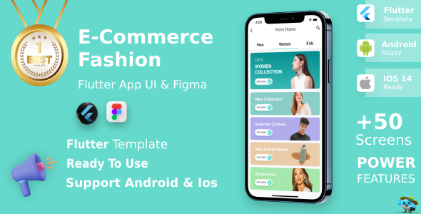 E-Commerce Fashion App ANDROID + IOS + FIGMA | UI Kit | Flutter | Online Shoping Flutter  Mobile Templates