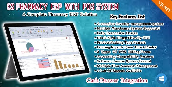 ES Pharmacy ERP ,POS , Accounts , Inventory and Warehouse Management Net   