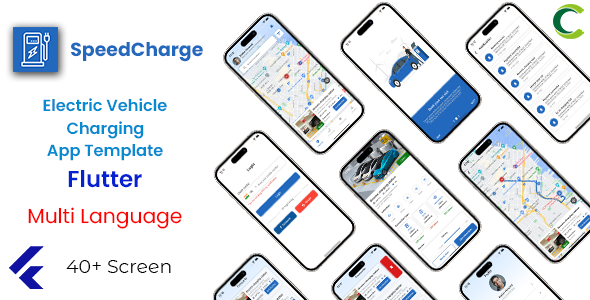 EV Charging Station App | Electric Vehicle Charging Spot App | Flutter | SpeedCharge Flutter  Mobile Templates