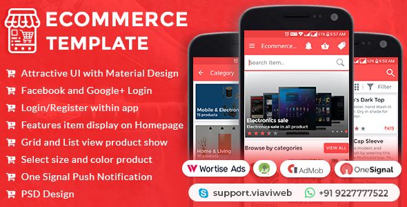 Ecommerce UI Android Template App with Material Design    