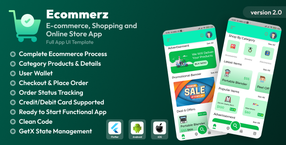 Ecommerz - Flutter E-commerce, Shopping and Online Store App UI Kit Flutter  Mobile Templates