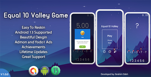Equal 10 Valley Math Game Source Code with Admob Android Code Mobile Games