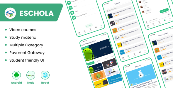 Eshola - Online Learning, Course Selling App Android Education Mobile 