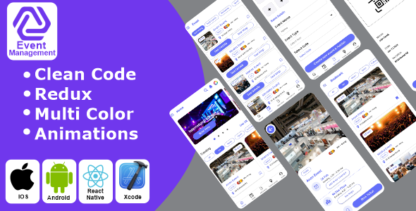 Event - Event Management | Event Planner | Ticket Booking React Native iOS/Android App Template React native  Mobile 