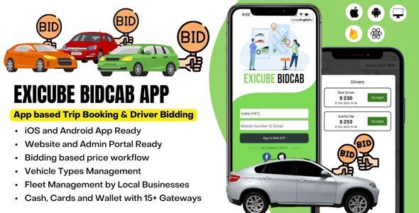 Exicube BidCab App   Mobile Full Applications, Native Web