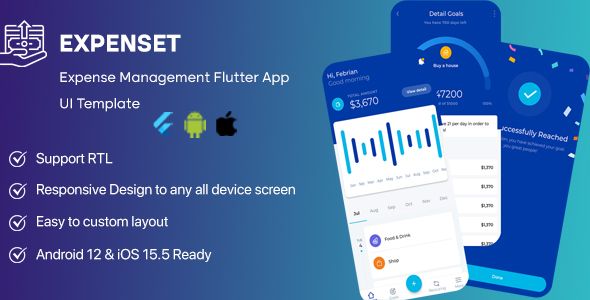 Expenset - Expense Management Flutter App UI Template Flutter  Mobile 