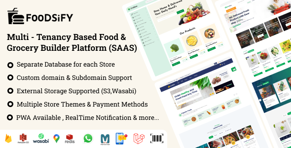 FOODSIFY - Multitenancy Based Food  Grocery & E-commerce Builder Platform (SAAS)    Shopping Carts