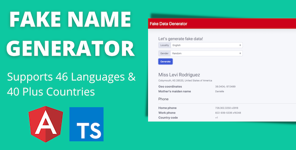 Fake Name Generator Full Production Ready App (Angular 15 & Typescript)    