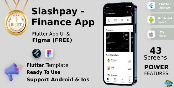 Finance & Online Wallet App | UI Kit | Flutter | Figma FREE | SlashPay Flutter  Mobile 