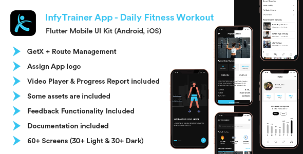 Fitness App - Fitness Trainer | Daily Fitness Workout app - Flutter Mobile UI Kit Flutter, Ui Elements  Mobile 