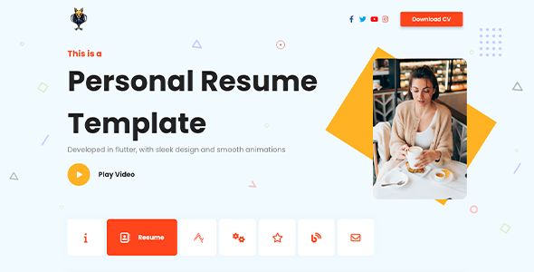 Fizzux - Personal Resume Flutter UI Web App Flutter Personal Mobile 