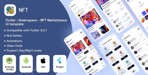 Flutter : Greenspace - NFT marketplace UI + Android app Template + IOS app Template image