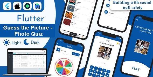 Flutter Guess the Pictures - Photo Quiz With Admin Panel Ready to publish Flutter  Mobile 