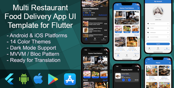 Food Delivery App (Multi Restaurant) UI Template for Flutter Flutter Food Mobile 