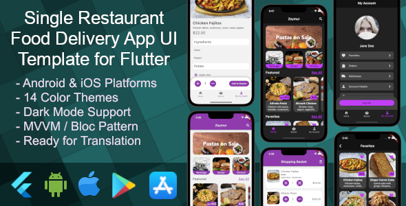 Food Delivery App (Single Restaurant) UI Template for Flutter Flutter Food Mobile 