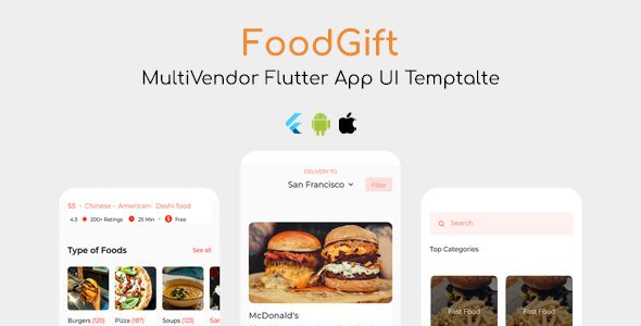 FoodGift MultiVendor Flutter App UI Template code market