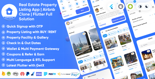 GoProperty - Real Estate Property Listing App | Rentals-Exchange-Buy | Airbnb Clone | Full Solution Flutter  Mobile Full Applications