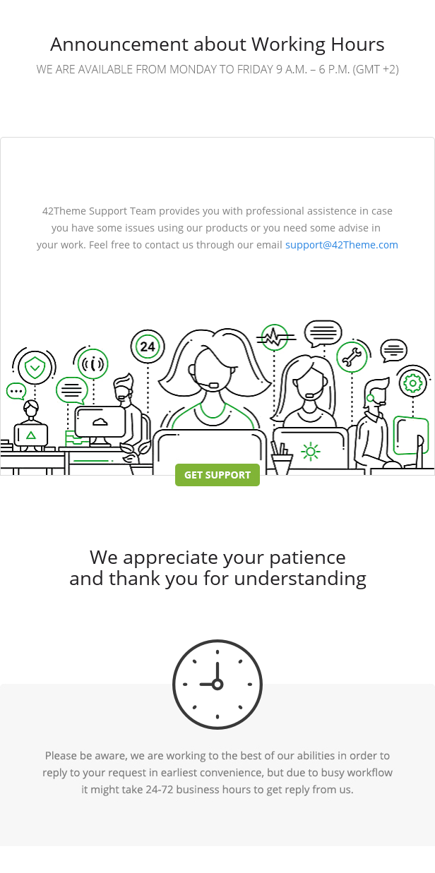 6 months support by 42Theme