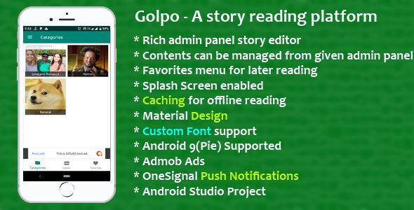Golpo - A story template with admob and push notifications    