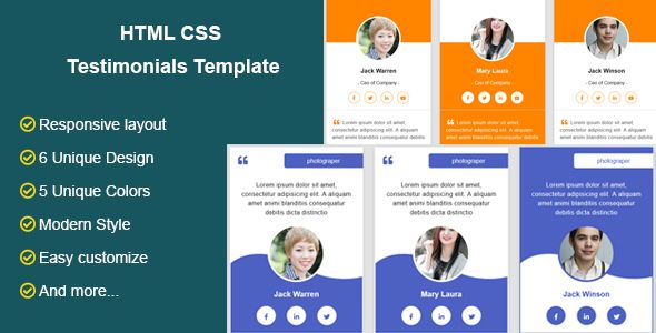 HTML CSS Testimonials Template    