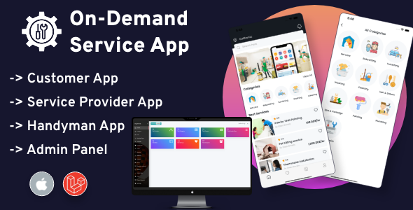 Handy service - On-Demand Home Services, Business Listing, Handyman Booking iOS App with Admin Panel    