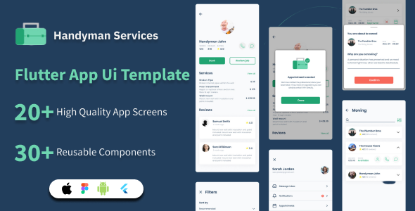 Handyman Services Flutter App Ui Template(Figma Included) Flutter  Mobile 