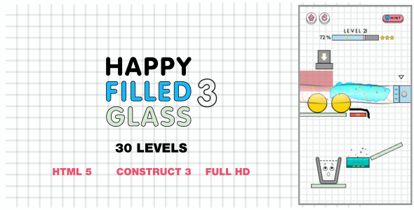 Happy Filled Glass 3 - HTML5 Game (Construct3)    Games