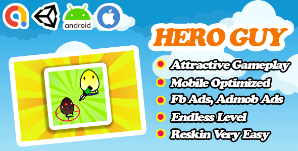 Hero Guy - Action Survival Unity Game Template - Admob + Facebook Ads - Ready To Publish