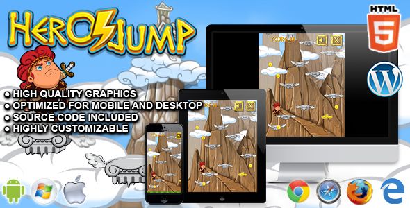 Hero Jump - HTML5 Arcade Game    