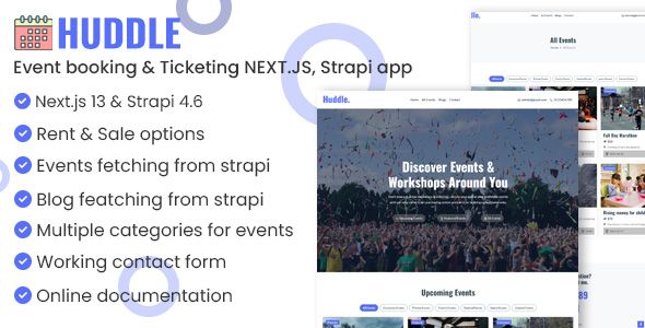 Huddle - Event booking & Ticketing NEXT.JS, Strapi app Next.js Miscellaneous  