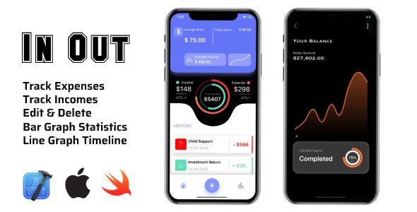 InOut - iOS Income and Expense Tracker App iOS  Mobile Full Applications