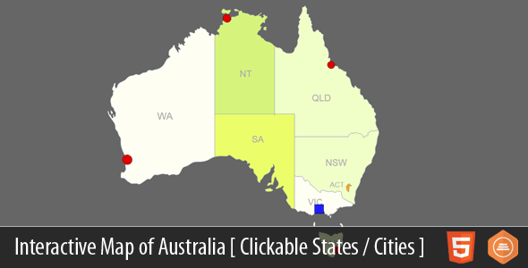 Interactive Map of Australia - HTML5    