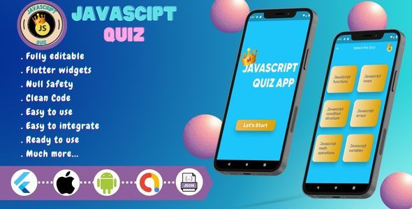Javascript Quiz -  App Template for Flutter Android & iOS App    