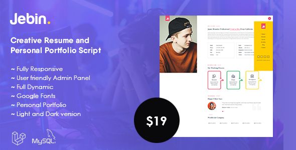 Jebin - Creative Resume Personal Portfolio Script - code.market