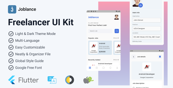 Joblance Freelancer UI Kit - code.market