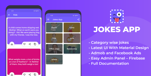 Jokes App with Admin Panel , Admob and Facebook Ads    