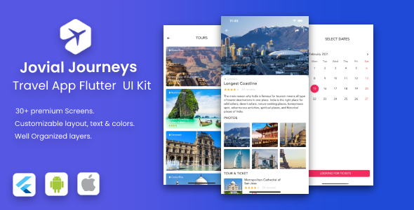Jovial Journeys Android App Template + iOS App Template | Flutter | Trip Booking    