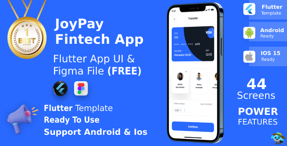 JoyPay ANDROID + IOS + FIGMA | UI Kit | Flutter | Fintech - Finance & Banking App UI Kit Flutter  Mobile 