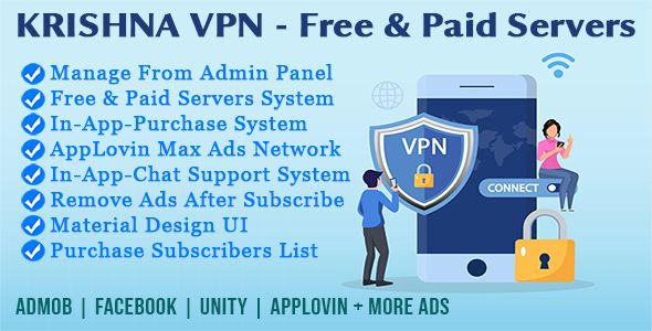 Krishna VPN Pro - Android VPN App With Admin Panel & In-App-Purchase Android Miscellaneous Mobile 