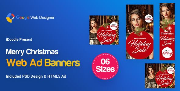 L01-Merry Christmas Banners HTML5 Ad (GWD & PSD)    