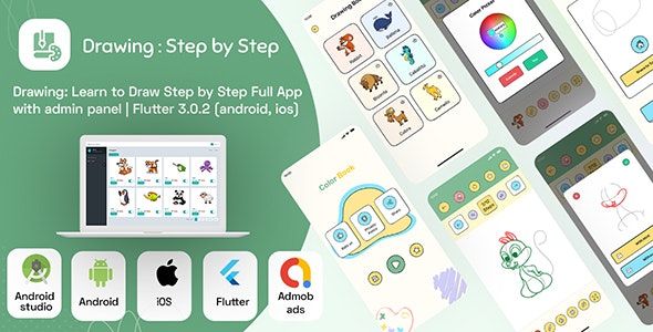 Learn to Draw Step by Step Full App with admin panel | Flutter (Android, iOS App)    