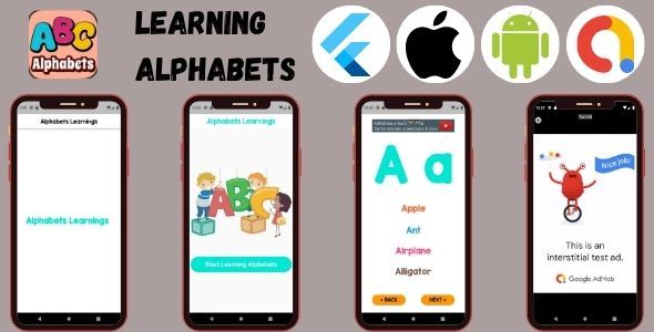 Learning Alphabets - Flutter Android & iOS App Flutter  Mobile 