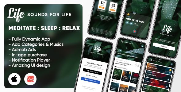 Life: Sleep Sounds - Meditation Sounds - Relax Music App - iOS (Swift UI/Laravel)