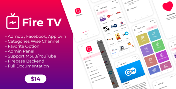 Live TV with Admin Panel and Admob , Facebook , Applovin Ads    