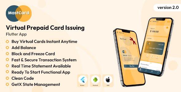 Mastcard - Virtual Prepaid Card Issuing Flutter App Flutter  Mobile Templates