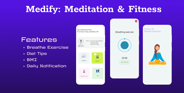 Medify: Meditation & Fitness with Google Admob Android  Mobile Full Applications