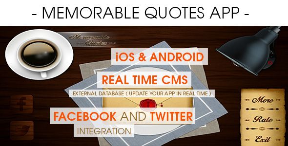 Memorable Quotes App With CMS - iOS & Android iOS  Mobile Full Applications