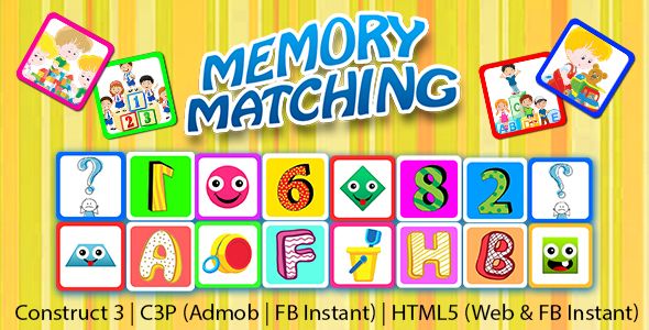 Memory Matching Game for Kids (Construct 3 | C3P | HTML5) Kids Game    Games