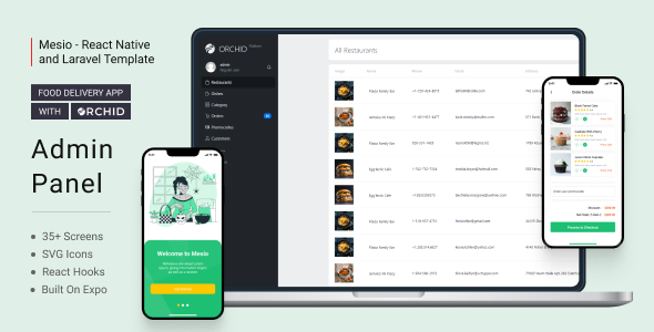 Mesio - Food Delivery App with Laravel Orchid Admin Panel    
