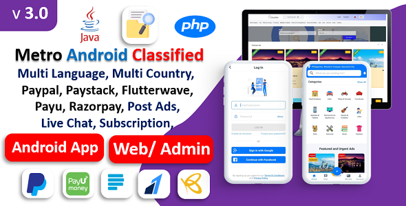Metro Android Classified App | Buy, sell | Payment Gateways | Membership Plan | Admin Panel    